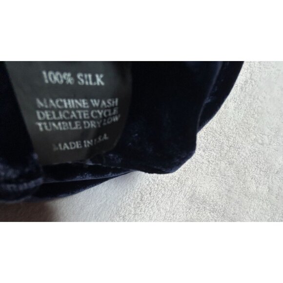 Citron Santa Monica Womens Navy Crushed Velvet Button-Up Shirt Small 100% Silk - Picture 4 of 7